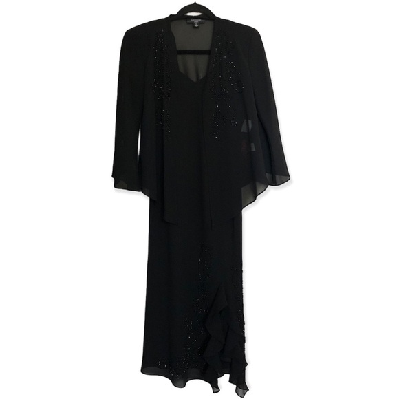 NWT R & M Richards beaded V-neck Two-piece dress black - Picture 4 of 16